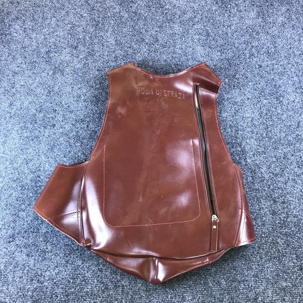 Moda Di Strada Vest Backpack Brown Red Genuine Leather Zipper Pocket Chest Bag